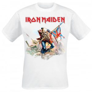Iron Maiden Trooper On White T-paita