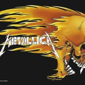 Metallica Skull & Flames Seinälippu 100% Polyesteria