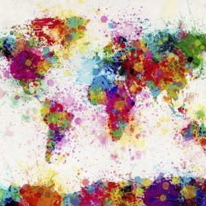 Michael Tompsett World Map Paint Drop Juliste